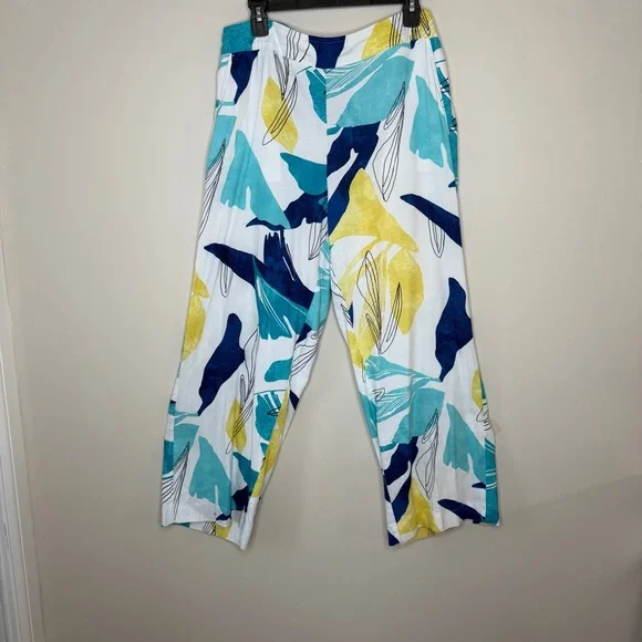 Chico's Vibrant Linen Lightweight Print Pants Size 16P - Picture 2 of 16